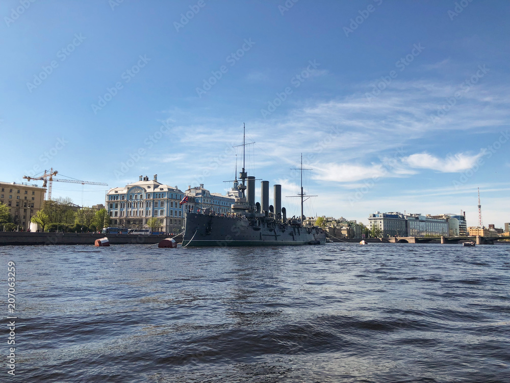St. Petersburg. Battleship cruiser Aurora, Saint-Petersburg, Russia