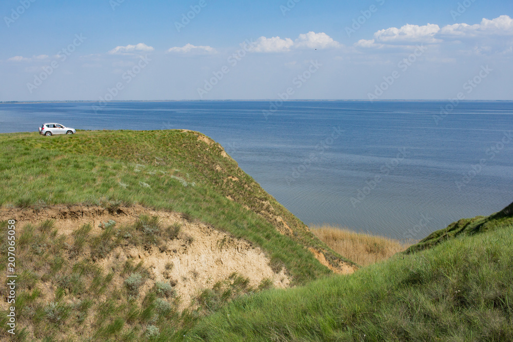 Beautiful summer landscapes with clay cliffs near delta of river Dnieper and Black sea Beautiful summer landscapes with clay cliffs near delta of river Dnieper and Black sea