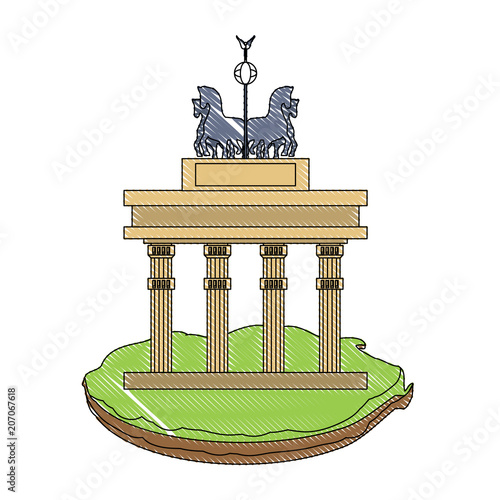 part of Brandenburg gate over white background, vector illustration