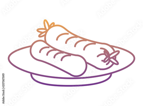 dish with german sausages icon over white background, vector illustration
