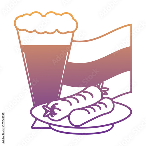 german beer and sausages over white background, vector illustration