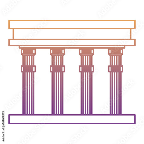 building with pillars over white background, colorful design. vector illustration photo