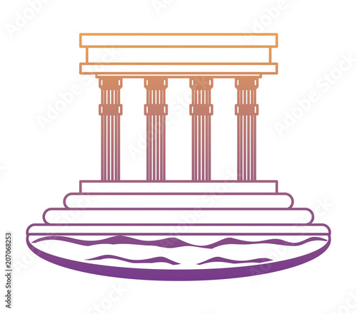 building with pillars over white background, colorful design. vector illustration photo