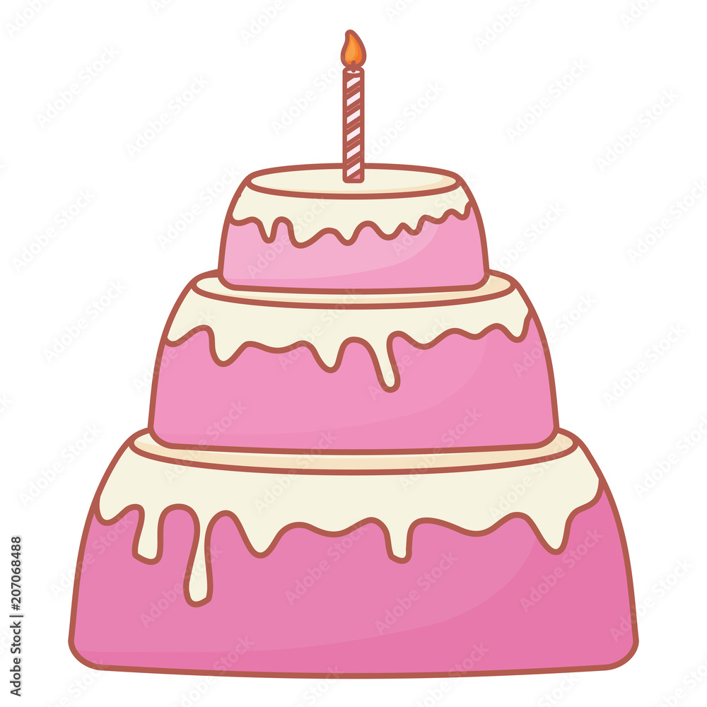 Sweet Birthday Cake icon over white background, colorful design. vector illustration Sweet Birthday Cake icon over white background, colorful design. vector illustration