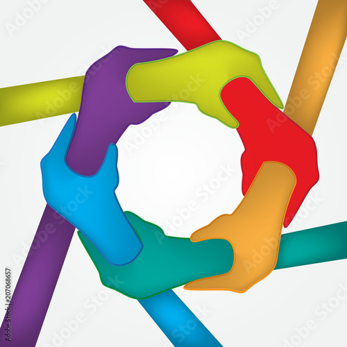Logo hands colorful unity strength teamwork people icon vector image