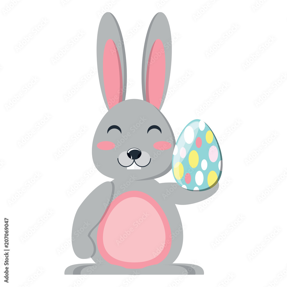 cute bunny with easter egg over white background, vector illustration cute bunny with easter egg over white background, vector illustration