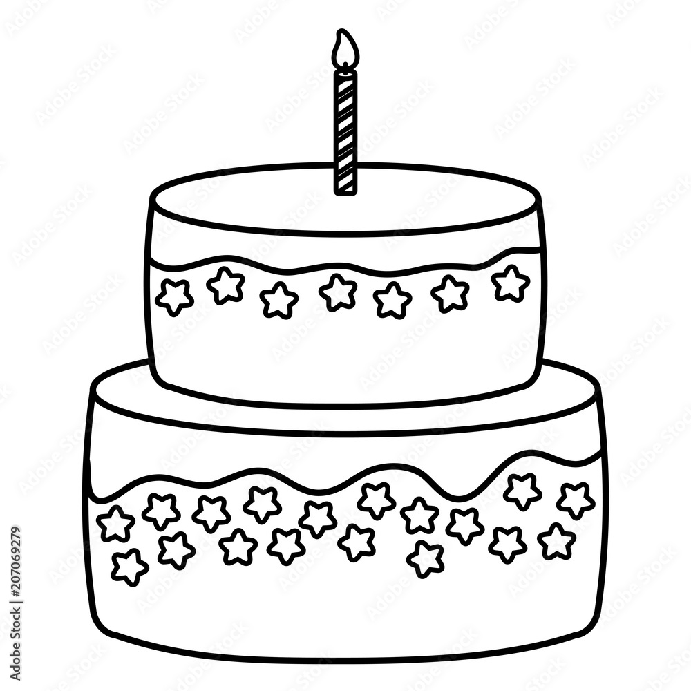 Sweet Birthday Cake icon over white background, vector illustration Sweet Birthday Cake icon over white background, vector illustration