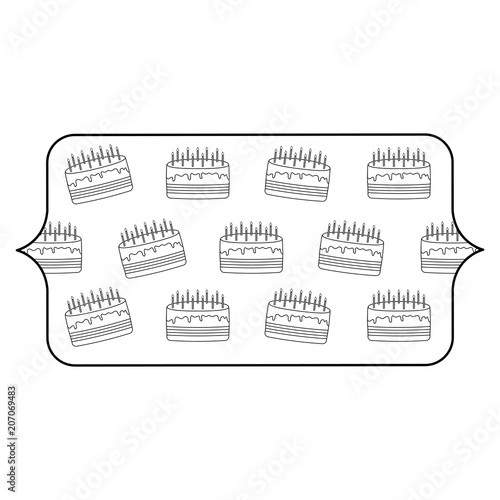 banner with birthday cake pattern over white background, vector illustration