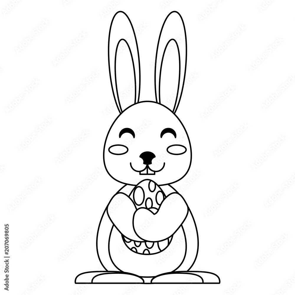 Obraz premium cute rabbit with easter egg over white background, vector illustration