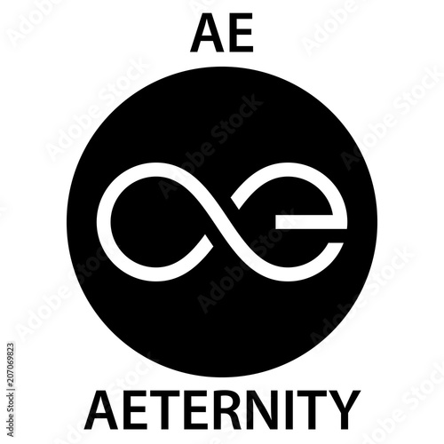 Aeternity Coin cryptocurrency blockchain icon. Virtual electronic, internet money or cryptocoin symbol, logo