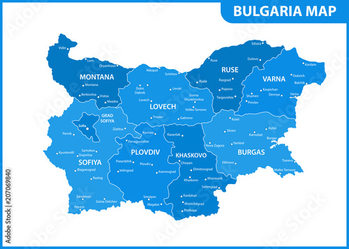 The detailed map of Bulgaria with regions or states and cities, capital. Administrative division