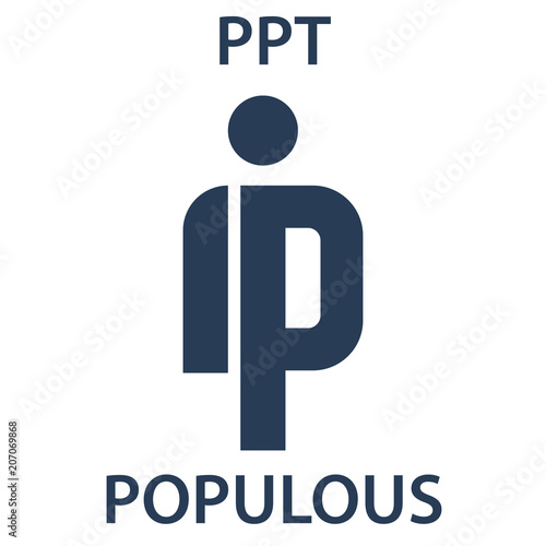 Populous Coin cryptocurrency blockchain icon. Virtual electronic, internet money or cryptocoin symbol, logo