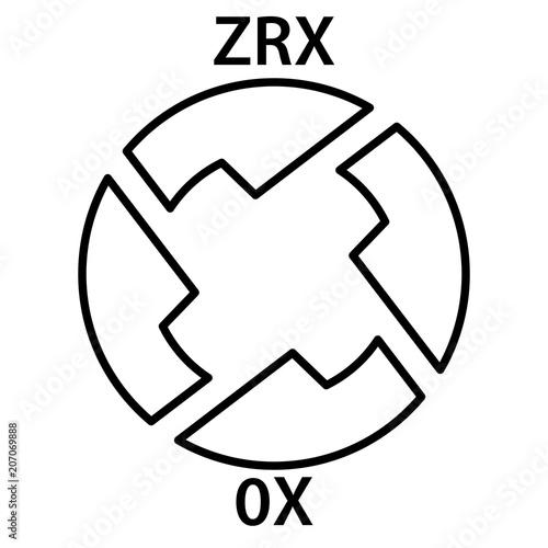 ZRX Coin cryptocurrency blockchain icon. Virtual electronic, internet money or cryptocoin symbol, logo