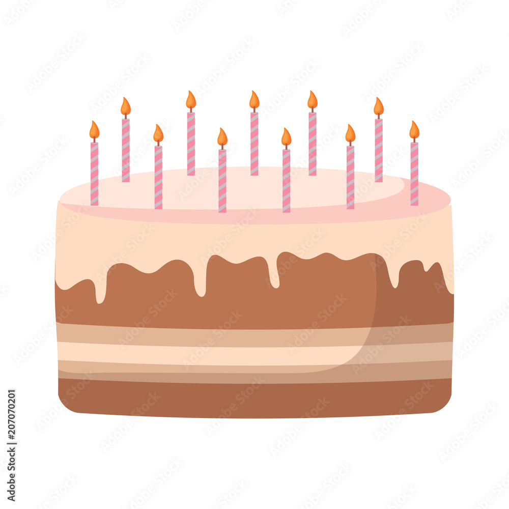 Birthday cake with candles over white background, colorful design. vector illustration Birthday cake with candles over white background, colorful design. vector illustration