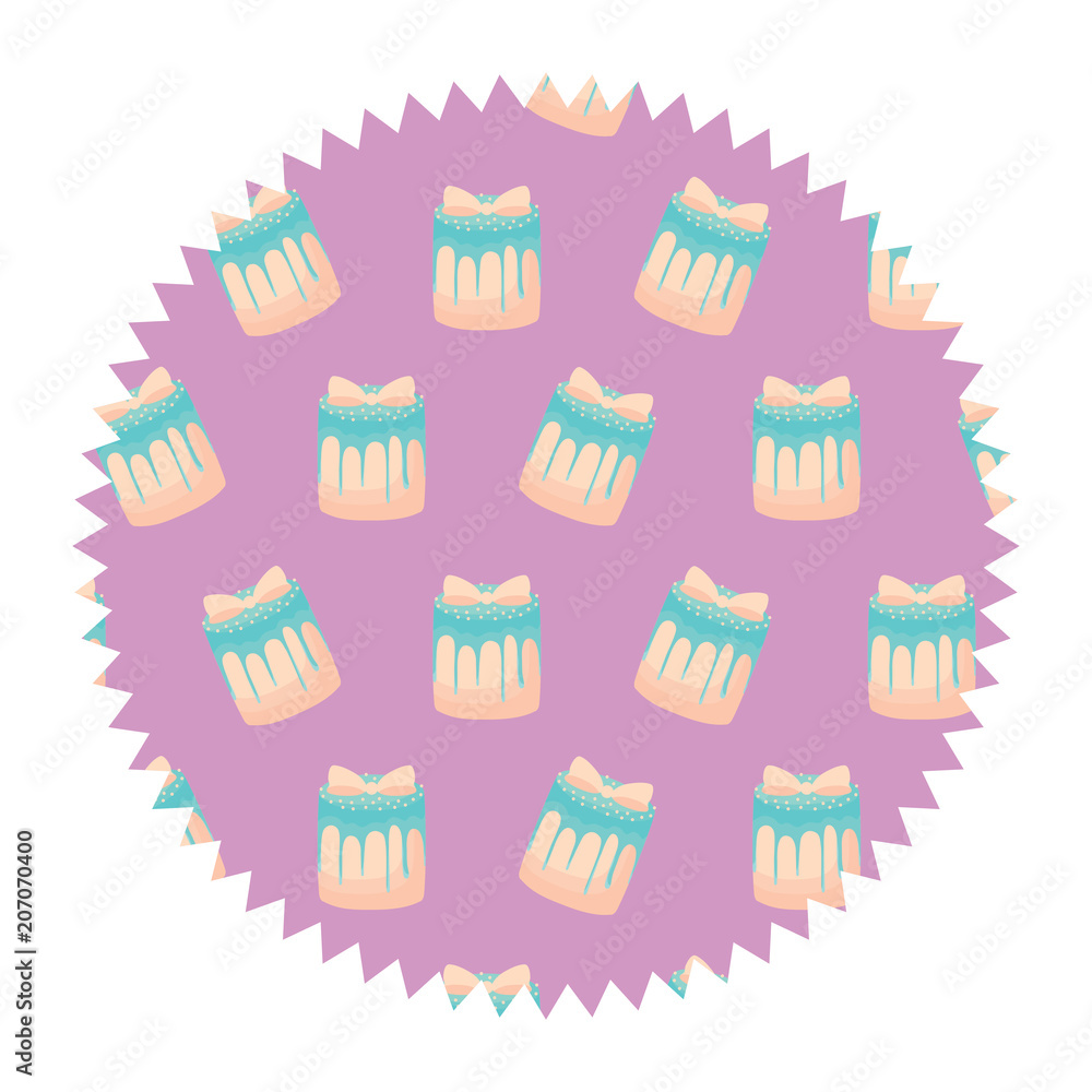seal stamp with sweet cake pattern over white background, vector illustration seal stamp with sweet cake pattern over white background, vector illustration