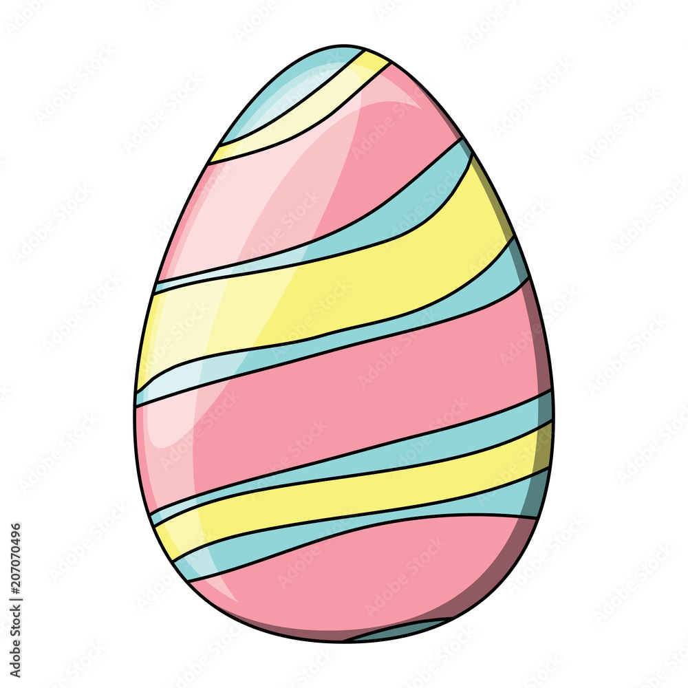 striped easter egg icon over white background, colorful design. vector illustration striped easter egg icon over white background, colorful design. vector illustration