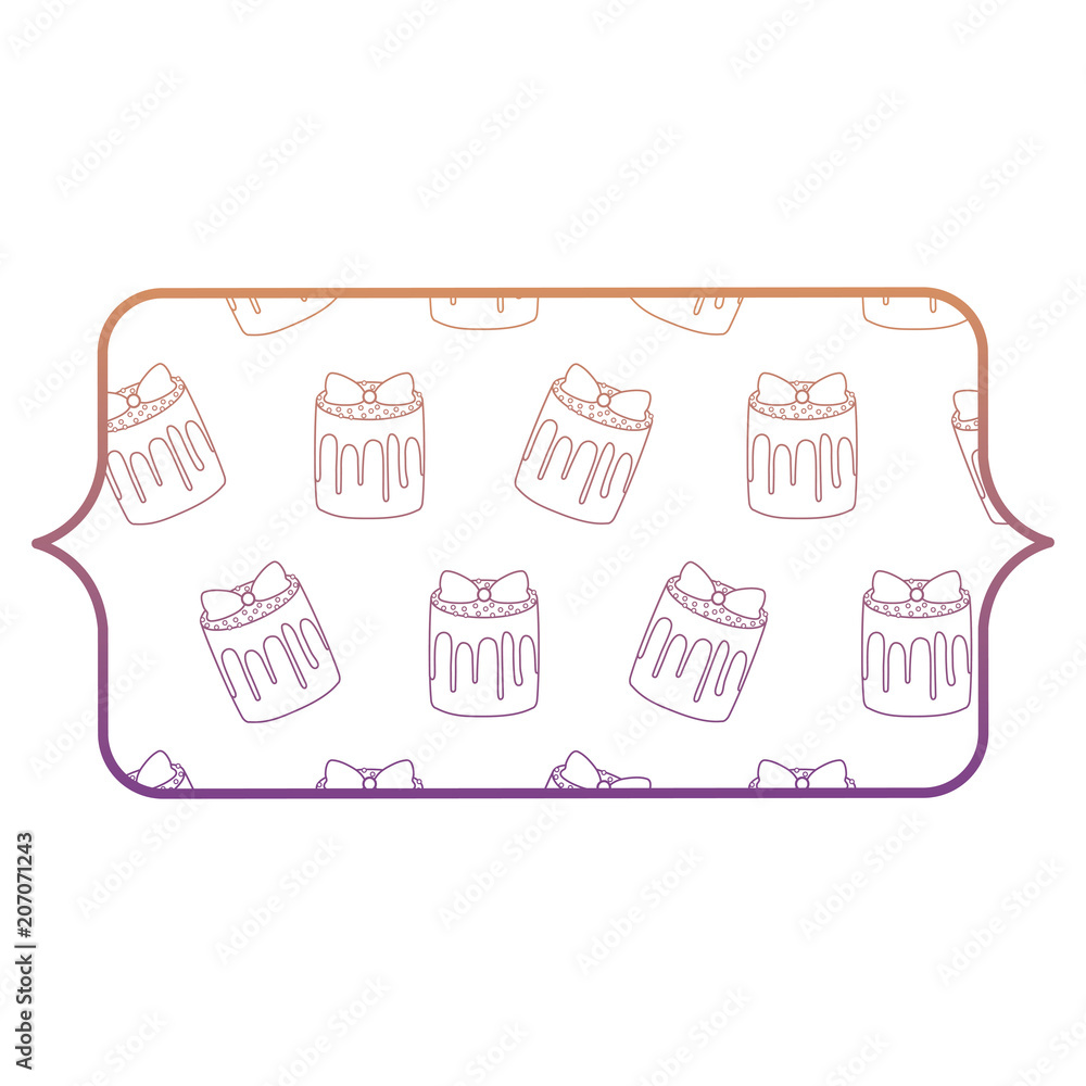 banner with sweet cake pattern over white background, vector illustration