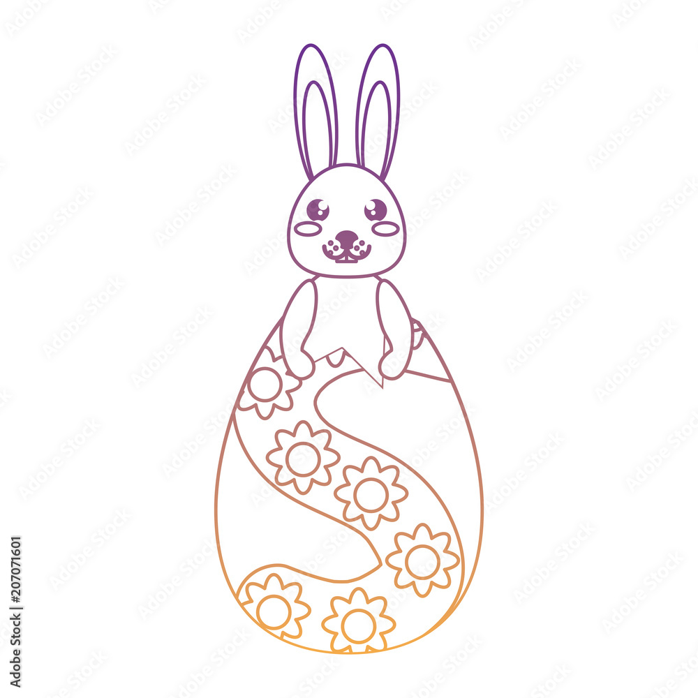 Obraz premium easter egg with cute rabbit over white background, vector illustration