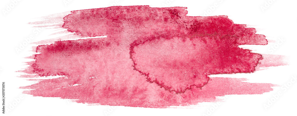 red painted by brush, watercolor stain. isolated element on white background for design abstract