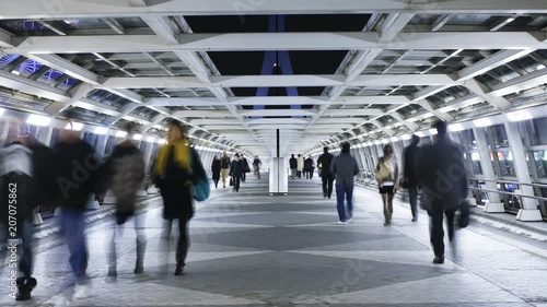 Wallpaper Mural People crossing a pedestrain bridge, Odaiba, Tokyo, Honshu, Japan Torontodigital.ca