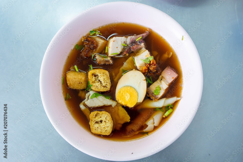 chinese roll noodles soup with pork and egg chinese roll noodles soup with pork and egg