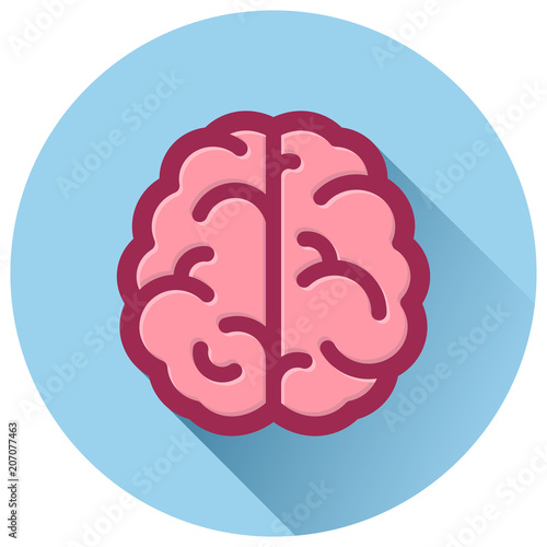 brain circle blue flat icon