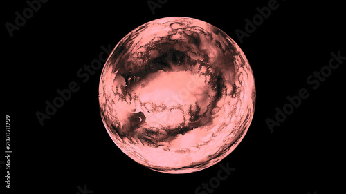 Moon planet pink in space with clouds