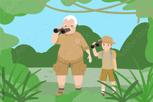 cartoon people go adventure