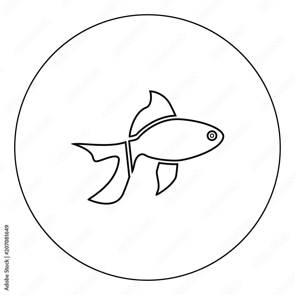 Fototapeta premium Fish icon black color in circle vector illustration isolated