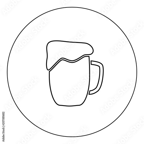Cup beer icon black color in circle vector illustration isolated