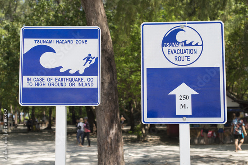 tsunami sign on the beach