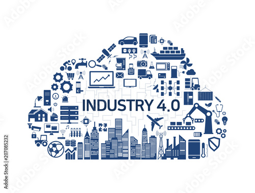 Industry 4.0, iot, cloud, icon