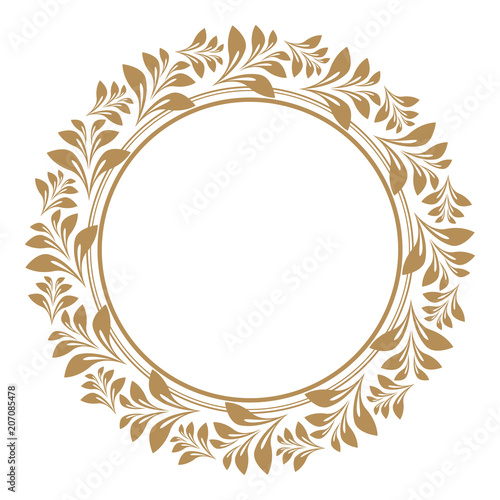 Decorative frame. Elegant vector element for design in Eastern style, place for text. Floral golden border. Lace illustration for invitations and greeting cards.