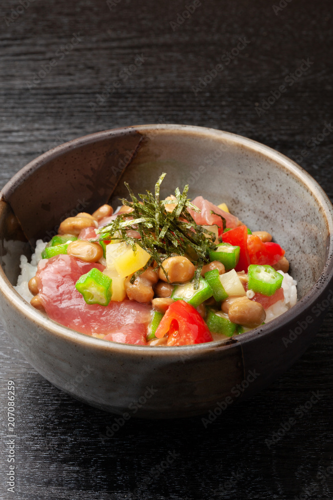 おくらと納豆のマグロ丼 おくらと納豆のマグロ丼
