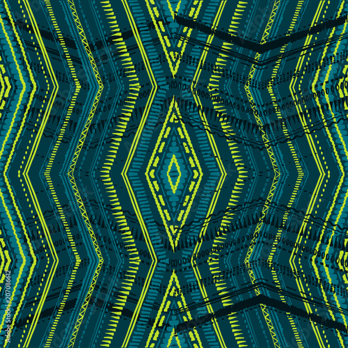 Abstract Ikat and boho style handcraft fabric pattern. Traditional Ethnic design for clothing and textile background, carpet or wallpaper