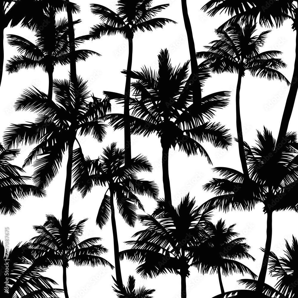 Premium Photo  Tropical palm leaves perspective view of coconut trees black  and white image