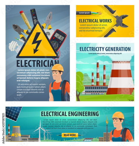 Electrician engeneering vector poster