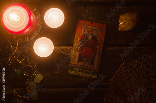 The emperor Tarot card. Fortune teller. photo