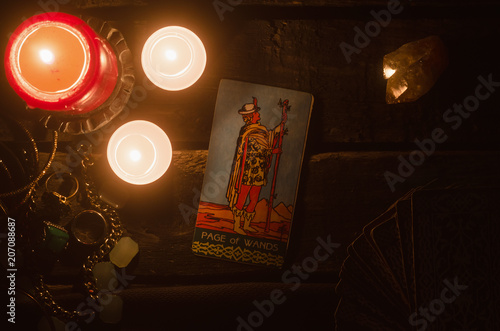 Canvas-taulu Page of wands Tarot card. Fortune teller.