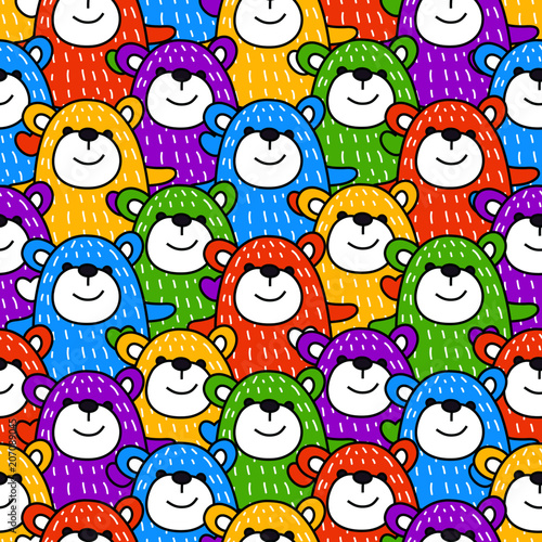 A bright pattern with pretty bears. Children's background for decor, textiles.