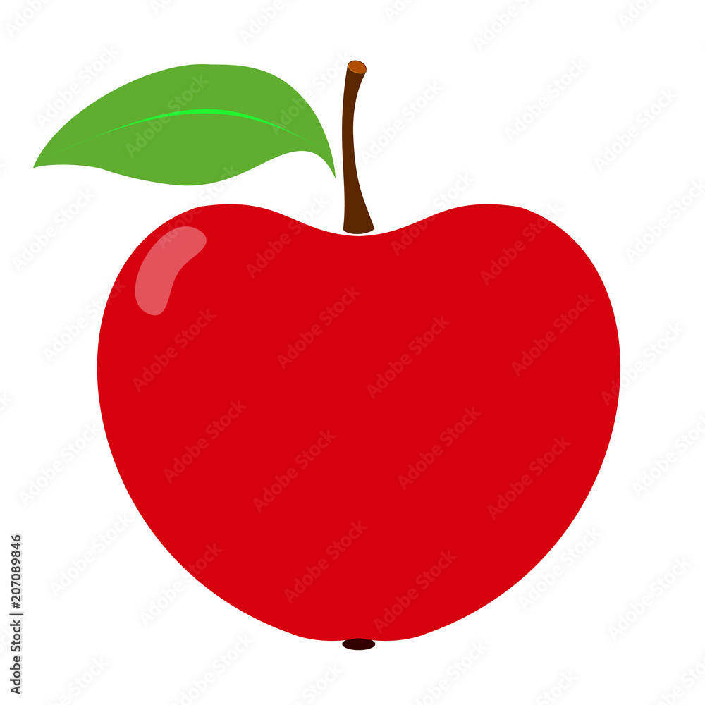 Fototapeta premium Red Apple. icon apple fruit on a white background. Healthy food. Vector