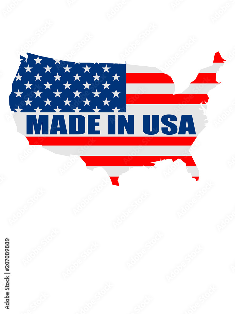made in USA map land amerika vereinigte staaten sterne 3 farben nation blau weiß rot flagge design logo cool