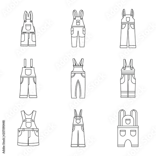 Overalls workwear icons set. Simple illustration of 9 overalls workwear vector icons for web