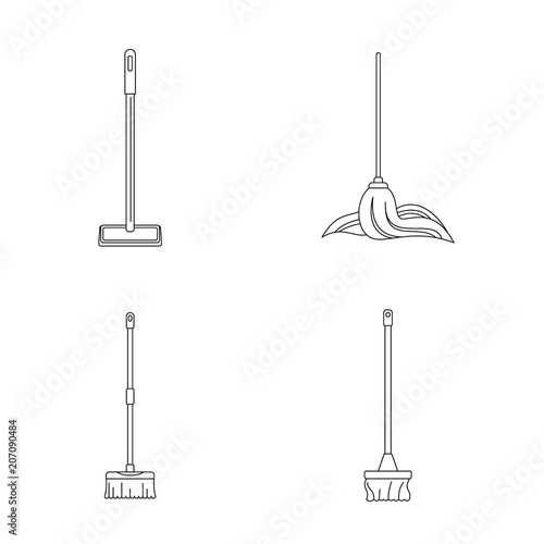Mop cleaning swab icons set. Outline illustration of 4 mop cleaning swab vector icons for web