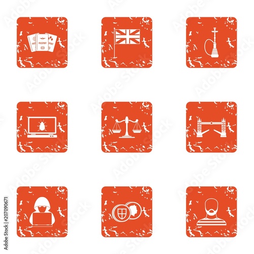 Making money icons set. Grunge set of 9 making money vector icons for web isolated on white background