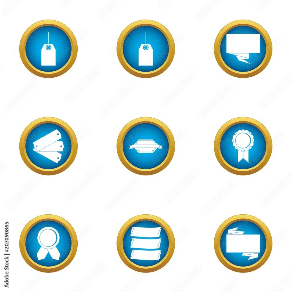 Discount plate icons set. Flat set of 9 discount plate vector icons for web isolated on white background