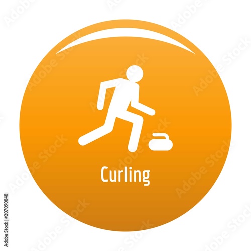 Curling icon. Simple illustration of curling vector icon for any design orange