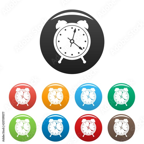 Alarm clock icon. Simple illustration of alarm clock vector icons set color isolated on white