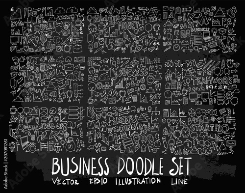 Hand drawn Sketch doodle vector business element icon set on Chalkboard eps10