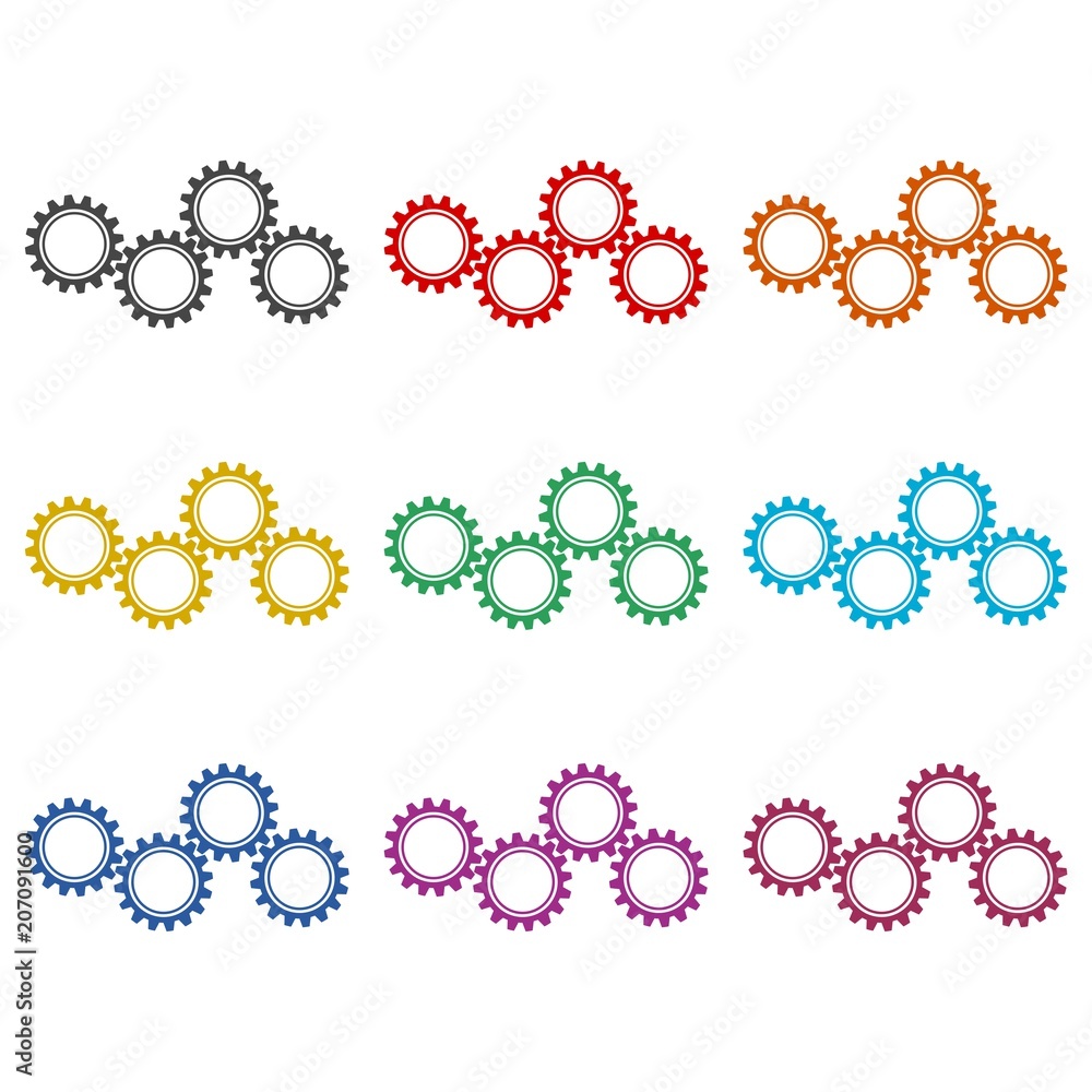 Gears icon, color icons set